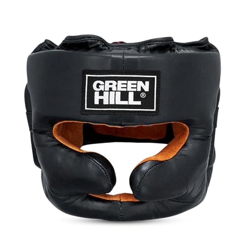 Green Hill Lux Training Leather Headgear for Men & Women | Protective headgear with secure fit and impact-absorbing padding for boxing, MMA, Muay Thai and sparring.