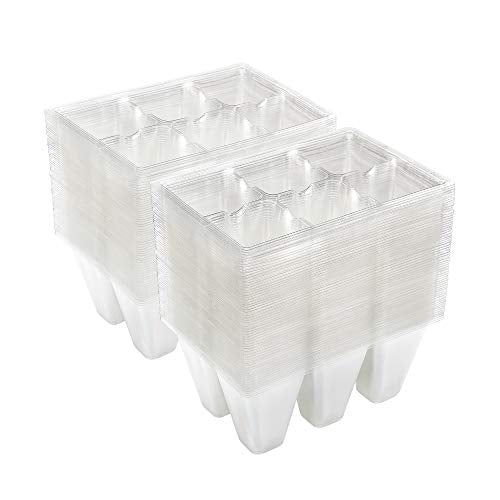Gardzen 120 Pack 6 Cell Seed Starter Trays with Drainage Holes Clear | Transparent Plant Starter Trays for Seed Germination and Seedlings, 5.4"x3.7" Growing Cells with Drainage Design - color: Clear, size: 120 Pcs