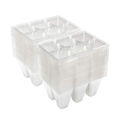 Gardzen 120 Pack 6 Cell Seed Starter Trays with Drainage Holes Clear | Transparent Plant Starter Trays for Seed Germination and Seedlings, 5.4"x3.7" Growing Cells with Drainage Design - color: Clear, size: 120 Pcs