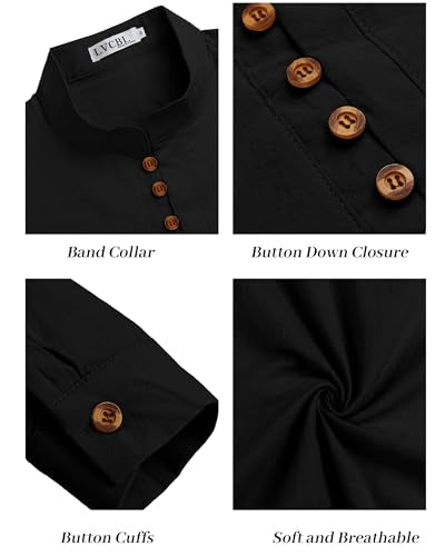 LVCBL Thobe for Men Long Sleeve Kaftan Muslim Thobe Button Down Long Gown Caftan with Pockets - color: Black, size: XX-Large
