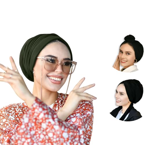 para life Dubai Turbans for Women, Breathable Instant Turban|Std Size Stretchable Cotton|Hijab Cap&Undercap - color: Khaki