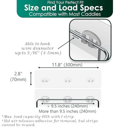 Shower Caddy Adhesive Replacement Stickers Sticker Shelf Basket Strips Suction Hooks Large Strong Hook (Transparent - 4 Packs - 3 Wire Hook) - color: Transparent - 4 Packs - 3 Wire Hook