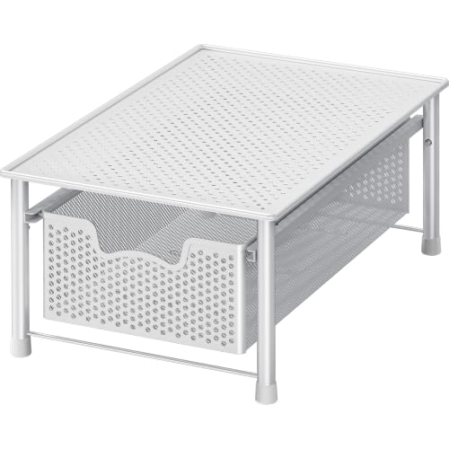 Simple Houseware Stackable Cabinet Basket Drawer Organizer, White - color: White, size: 1-Tier