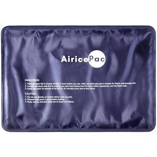 AiricePac Ice Packs for Injuries Reusable, 10”x 14”Gel Cold Pack for Knee Neck Shoulder Ankle Elbow Hip Back Pain Relief, Cold Compress Therapy for Swelling, Bruises, Surgery, 10”x 14”, Blue - style: L 1 Pack