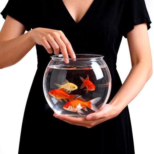 0.8 Gallon Plastic Fish Tank Large Bowl Shatterproof with Crystal Clear Clarity for Terrarium, Flower Vase Centerpiece Gift for Fish Lovers (Round) - size: 0.8 Gallon, style: Round