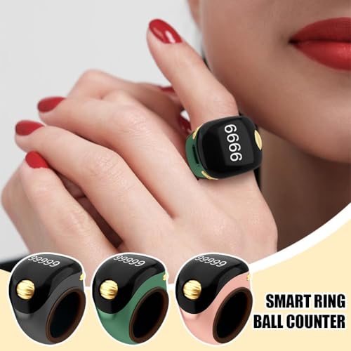 Smart Tasbih Zikr Rings, Interchangeable Tasbih Counter Rings, Adjustable Ring Finger Counter, APP Support Digital Counter Prayer Reminder Rings (Pink) - color: Pink