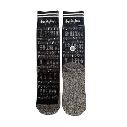 Men's – Christian Crew Socks for Men with Scripture | Moisture-Wicking | Easter Gift Idea - color: Amazing Grace Hymn