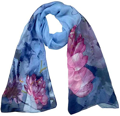 Xyueanlo Scarfs for Women Lightweight Scarves Fashion Print Floral Pattern Scarf Shawls - color: I-blue