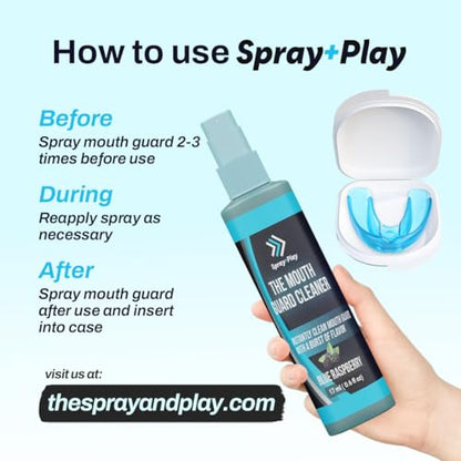 On-the-Go Mouth Guard Cleaner- Quickly Remove Odor, Fresh Scent & Fresh Flavor - Fruit Punch, Lemon Lime, Blue Raspberry – for Youth & Adult, Football, Boxing, Lacrosse & Any Sport Mouthpiece - 3 Pack