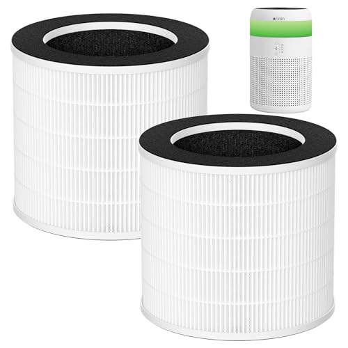 Demi Replacement Filter Compatible with Afloia Demi Air Purifier, 2-Pack | HEPA 360° 3-Stage Filtration, Works for Hair Pet Dander, Odor, Dust Smoke, Pollen