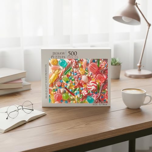 Candy Food Jigsaw Puzzle - 500 Pieces Wooden Puzzle for Adults, Wall Art Gift, Finished Size: 20 x 15 Inch - color: Candy - 500 Pieces