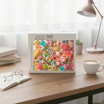 Candy Food Jigsaw Puzzle - 500 Pieces Wooden Puzzle for Adults, Wall Art Gift, Finished Size: 20 x 15 Inch - color: Candy - 500 Pieces