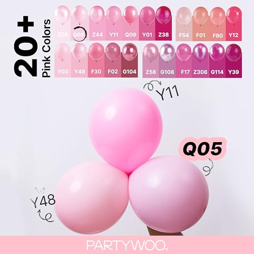 PartyWoo 베이비 핑크 풍선 128피스 다양한 사이즈 45.7cm(18인치), 30.5cm(12인치), 25.4cm(10인치), 12.7cm(5인치) 파스텔 페일 라이트 핑크 풍선 아치 키트 화환 베이비 샤워 성별 공개 생일 공주 파티 장식 핑크-Q05 - color: 핑크-q05