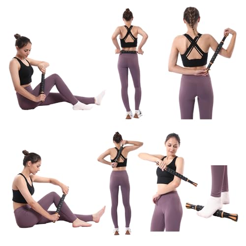Muscle Roller Massage Roller Stick- Deep Tissue Fascia Blaster for Myofascial Pain Relief, Lymphatic Drainage & Body Sculpting, Handheld Physical Therapy & Recovery Tool (Orange Black) - color: Orange Black