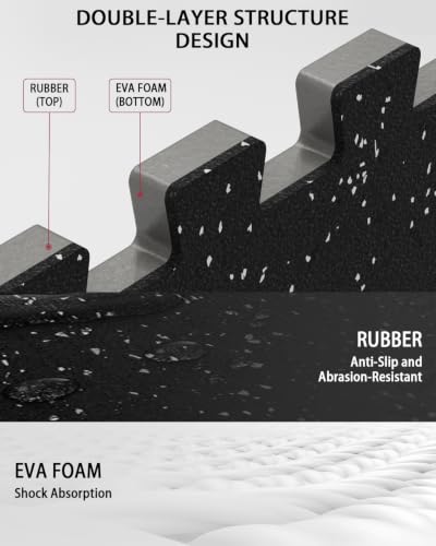 Mikolo 0.56'' Thick 12 Pcs 48 Sq Ft Gym Flooring Mats, High-Density EVA Foam with Rubber Top, Interlocking Exercise Equipment Mats for Home Gym, Protective Workout Mat - size: 24"L x 24"W x 0.6"Th | 12 Tiles (48 Sq Ft)