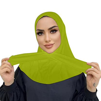 Suillty Fashion Muslim Hijab for Women Instant Snap Fastener Hijab Inner Cap Full Cover Head Wraps Scarf Islam Turban Caps - color: Light Green