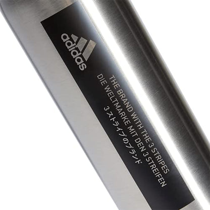 adidas Stainless Steel Metal Water Bottle 20 oz (600 mL) Screw Cap - color: Stainless Steel/Onix Grey/Black
