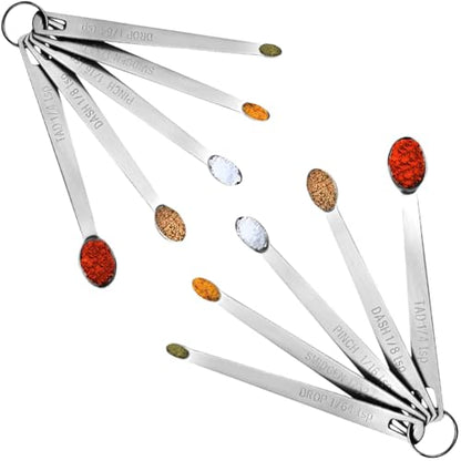 2 Pack Teaspoon Measuring Spoons, 1/4 tsp, 1/8 tsp, 1/16 tsp, 1/32 tsp, 1/64 tsp Mini Measuring Spoons Set, Stainless Steel Cooking Baking Tiny Measuring Spoon for Powders, Spices, Salt - size: 2Pack 5Pcs Mini