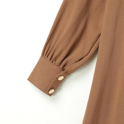 IDOPIP Abaya Dress for Women Muslim Set Long Sleeve Ramadan Islamic Dress Shirt with Pants 2PCS Dubai Prayer Casual Clothes - color: Khaki - Split, size: Small