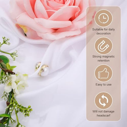 8pcs Hijab Magnetic Pins, Matte Plating Hijab Magnets Pearl Veil Pin Magnetic Scarf Clasp Brooch Strong Hijab Magnet Pins Buttons for Women Clothing Dress Scarves (Gold & Silver)