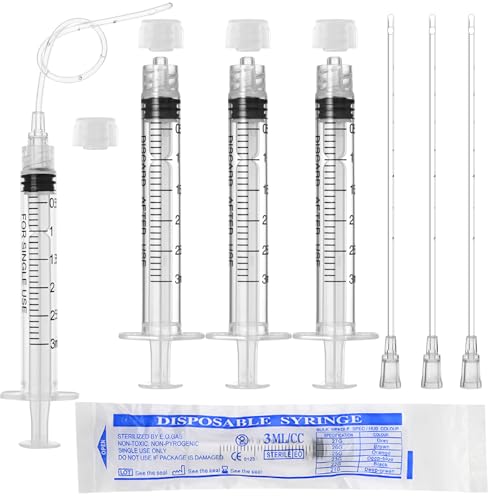 3ml Luer Lock Syringe with Cap and Soft Plastic Tube, Individually Wrapped 10 Pack, Suitable for Pet Liquids Feeding - size: 3ml - 2.0mm Tube