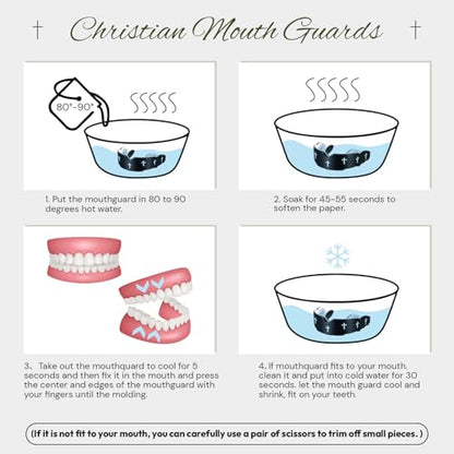 Yaomiao 2 Pcs Mouth Guards Christian Teeth Guards Sport Game Guard & Case Religious MouthGuard Soccer Football Basketball Baseball Wrestling Lacrosse Rugby Boxing Taekwondo - size: Adult, style: Black & Cross