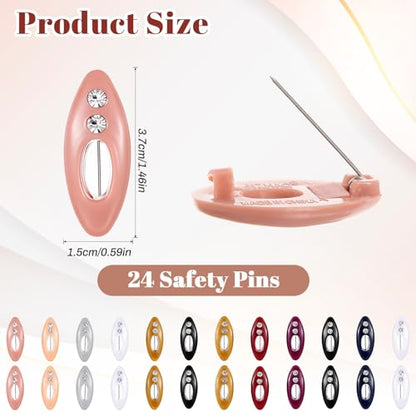 24 Pcs Hijab Pins for Women Muslim, Colorful Plastic Hijab Pins for Scarves, Hijabs, Shawls, Non-Slip Clips