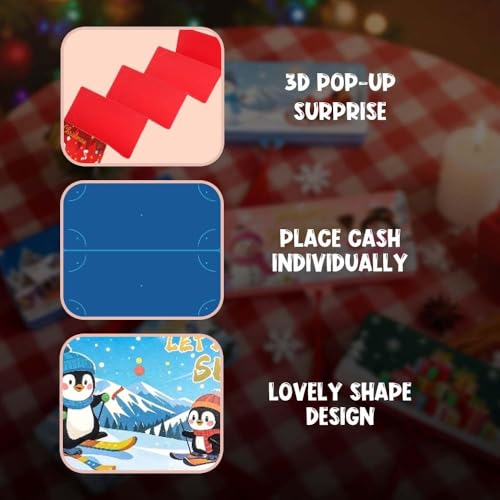 Christmas Cash Gift Envelopes, 2026 New Year's Eve cash gift envelope with 10 Slots, Surprise Card Holder for Xmas, DIY Holiday Money Gift Card for Money Holder for Family & Friends, Blue - color: Blue
