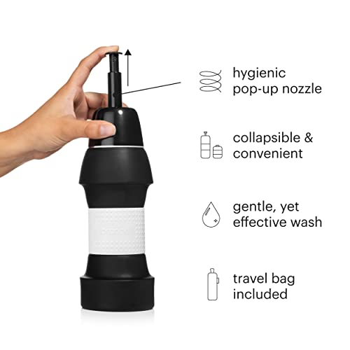 Brondell Bidet GoSpa Collapsible Travel Bidet, Compact and Discreet, with Travel Bag, 500ml, in Black - color: Black