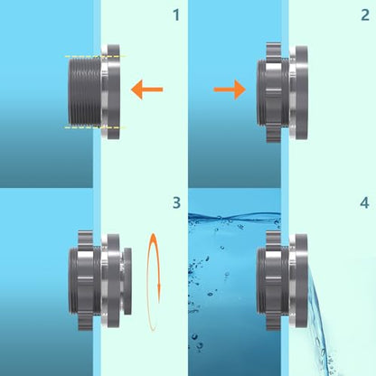 GASHER 2PCS PVC 1-1/4" Bulkhead Tank Connector Adapter Fitting with Plugs & Gasket for Water Tank, Rain barrels, Aquariums, Bathtubs and Sink - size: 1.25 Inch