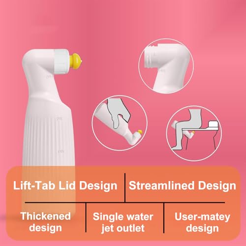 Portable Travel Bidet Bottle,400Ml/14.1Oz,Squeeze Bidet with Lift-Tab Lid,Handheld Travel Bidet Sprayer,Gentle Flow,for Postpartum,Hemorrhoid Relief, and Diaper Changes,White