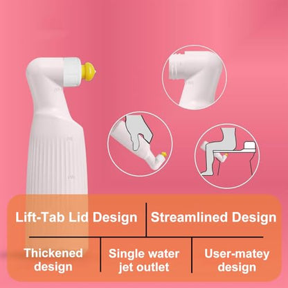 Portable Travel Bidet Bottle,400Ml/14.1Oz,Squeeze Bidet with Lift-Tab Lid,Handheld Travel Bidet Sprayer,Gentle Flow,for Postpartum,Hemorrhoid Relief, and Diaper Changes,White