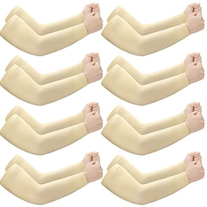 Janmercy 8 Pairs Arm Sleeves Thin Skin Protectors - color: Beige