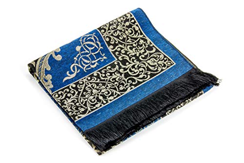 BAYKUL Muslim Prayer Rug,Islamic Turkish Prayer Rugs,Great Ramadan Gifts,Prayer Mat for Women and Men,Islam Carpet,Portable Muslims Mats,Praying Rugs Islam with Beads,Gift Prayer Beads 99 (D.Blue) - color: D.blue