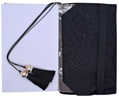 BLBMH 5x8 Book Cover | Handmade Non-Stretch Fabric Sleeve with Bookmark | for Paperback Bible Journal | Privacy Reading Gift for Women - Chinese Black - color: Black