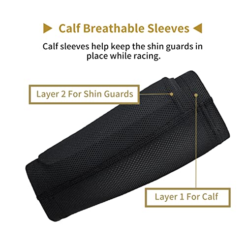 AIMISICAR Kids Youth Soccer Shin Guards with Sleeves for 3-15 Years Old - color: Black, size: S ( 3'3" - 3'10" Tall )