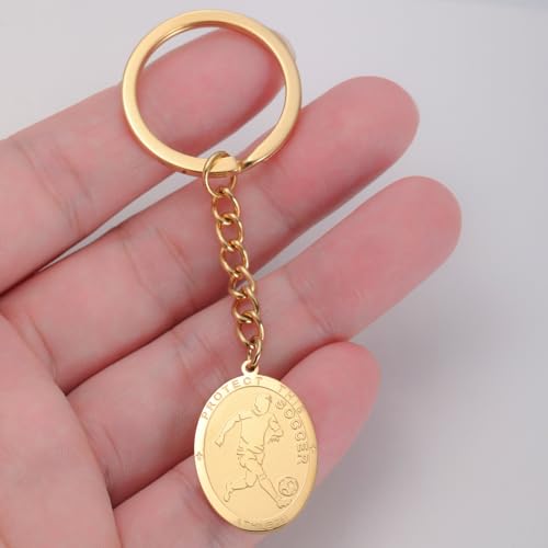 Dreamtimes St. Sebastian Medal Keychain for Men Women Stainless Steel Religious Saint Patron of Athletes Catholic Keychain - style: Soccer-g