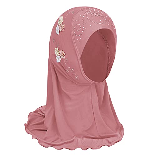 Clobeau Muslim Girls Hijab Scarfs Head Wrap Scarf for Girls Age 2-4 - color: Pink