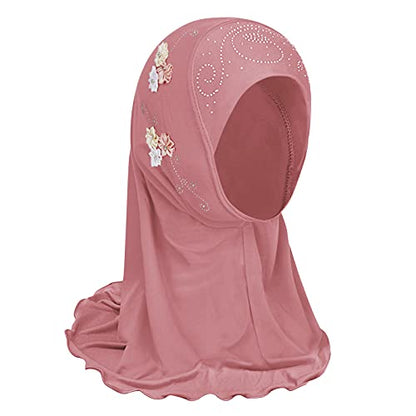 Clobeau Muslim Girls Hijab Scarfs Head Wrap Scarf for Girls Age 2-4 - color: Pink