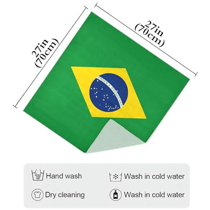 Bandana Square Head Scarf for Women Satin Hair Wrap Fashion Headband 27" - color: Brazil Flag
