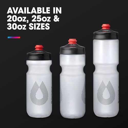 HydraPak Breakaway Surge Lightweight Bike Water Bottle 2-Pack (20oz, 25oz, 30oz) - High Flow, Cycling & Sports Squeeze Bottle - color: Clear, size: 20oz/600ml