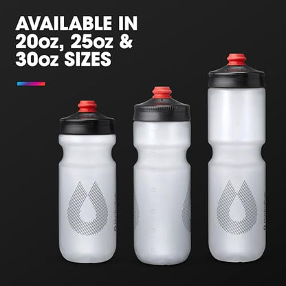 HydraPak Breakaway Surge Lightweight Bike Water Bottle 2-Pack (20oz, 25oz, 30oz) - High Flow, Cycling & Sports Squeeze Bottle - color: Clear, size: 25oz/740ml