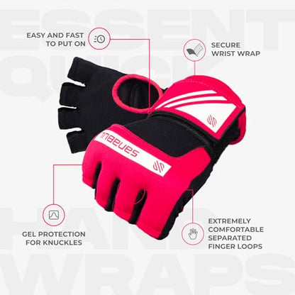 Sanabul Gel Boxing Hand Wraps for Men & Women Muay Thai MMA Kickboxing Quick Wraps Boxing Inner Gloves Wrist Knuckle Protection - color: Pink/White, size: Large-X-Large