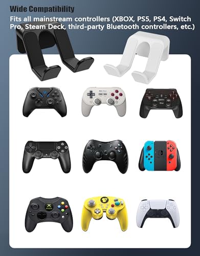 2-Pack Controller Holder Wall Mount, Headset Holder Stand for Xbox Series X/S, PS5, PS4, PC Gaming Stuff Accessories with Stable 3M Adhesive, Strong Adhesive by Screws(White) - color: White(2 Pack)