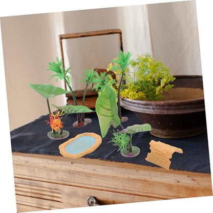 YARNOW 1Set Miniature Accessories with Artificial Trees and Floating Lily Pads for Fairy Garden and Micro Landscape Decor Fake Plants for Office Living and Aquarium Display