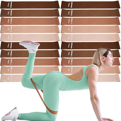 Deekin 20 Pcs Resistance Bands for Women Men 10-115 Lbs 5 Different Resistance Levels Loop Exercise Bands for Leg Working Gym - color: Brown