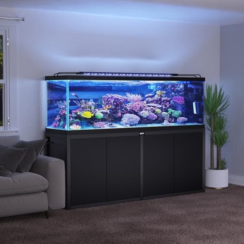 GDLF 125-150 Gallon Large Fish Tank Stand, Metal Aquarium Stand | 72.8"x18.9" Frame, Supports 2200 lbs, Heavy-Duty Metal Stand, Open Sump Storage, Fish Supplies Storage, 8-Outlet Power Strip