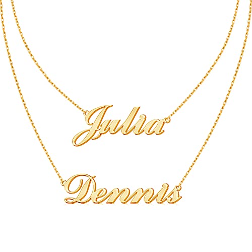 DayOfShe Custom Name Necklace for Women Gifts, 18K Gold Plated Layered Names Necklace Personalized Gifts for Birthday - color: Two Names-Layered