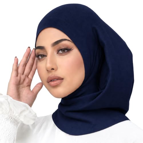LMVERNA Hijab Undercap, Silky Mercerized Cotton Instant Premium Under Scarf - color: Dark Blue