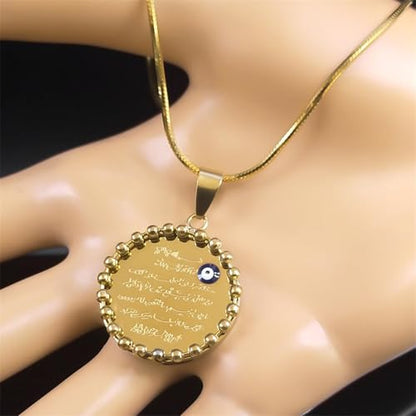 choker necklace，Arabic Quran Allah Necklace for Women Men Gold Color Islam Muslim Evil Blue Eye Chain Jewelry collar